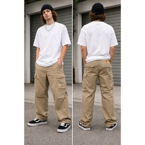 Empyre Relax Skater Cargo Pants Size 36 Khaki Utility Y2K Streetwear